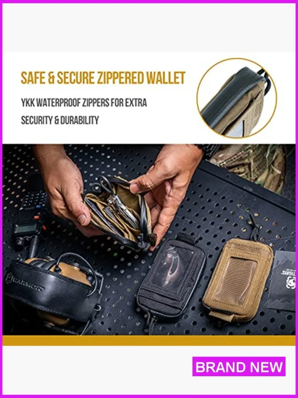Tactical Zipper Wallet Minimalist Nylon Coin Purse Card Holder Secure Compact